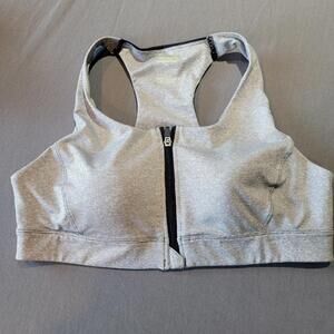 TEK GEAR Workout Gear Women's Sports Bra Zip-Front Black Racerback Stretch XL NW